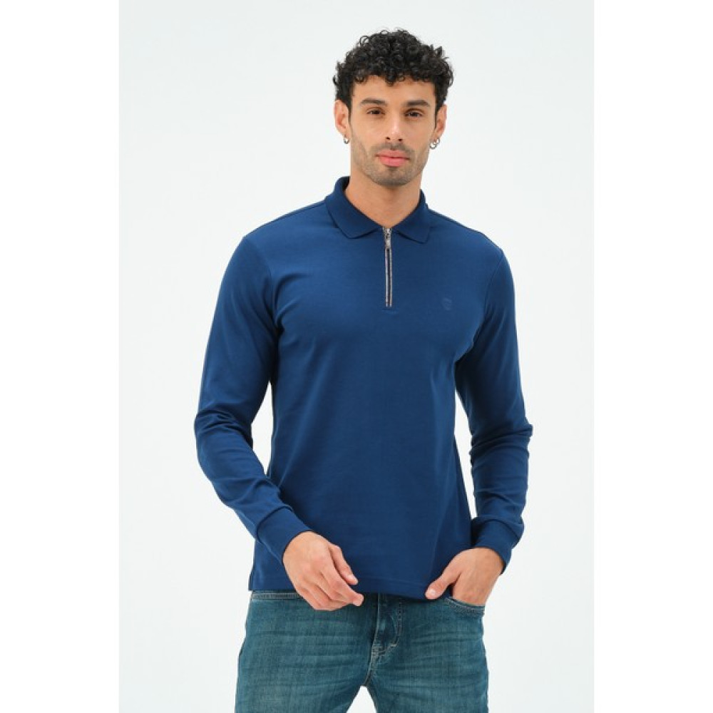 Msw Marin Fermuarlı Uzun Kollu Regular Fit Erkek Polo Yaka T-Shirt Erkek T-shirt Fiyatı