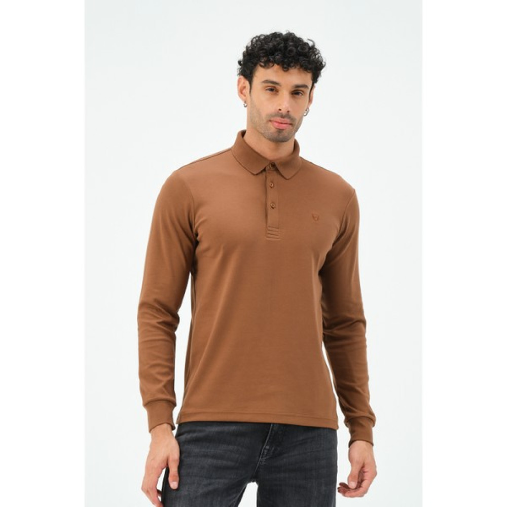 Msw Uzun Kollu Kahve Regular Erkek Polo Yaka T-Shirt Erkek T-shirt Fiyatı