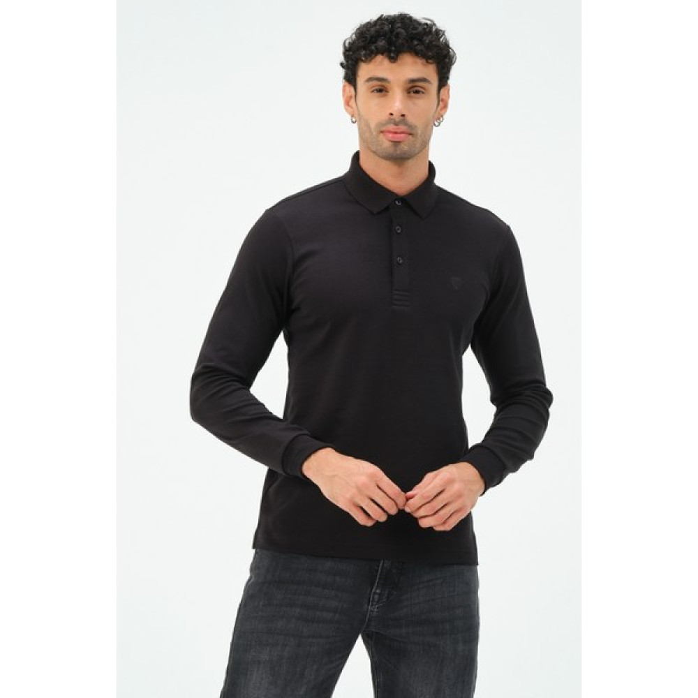 Msw Uzun Kollu Siyah Regular Erkek Polo Yaka T-Shirt Erkek T-shirt Fiyatı