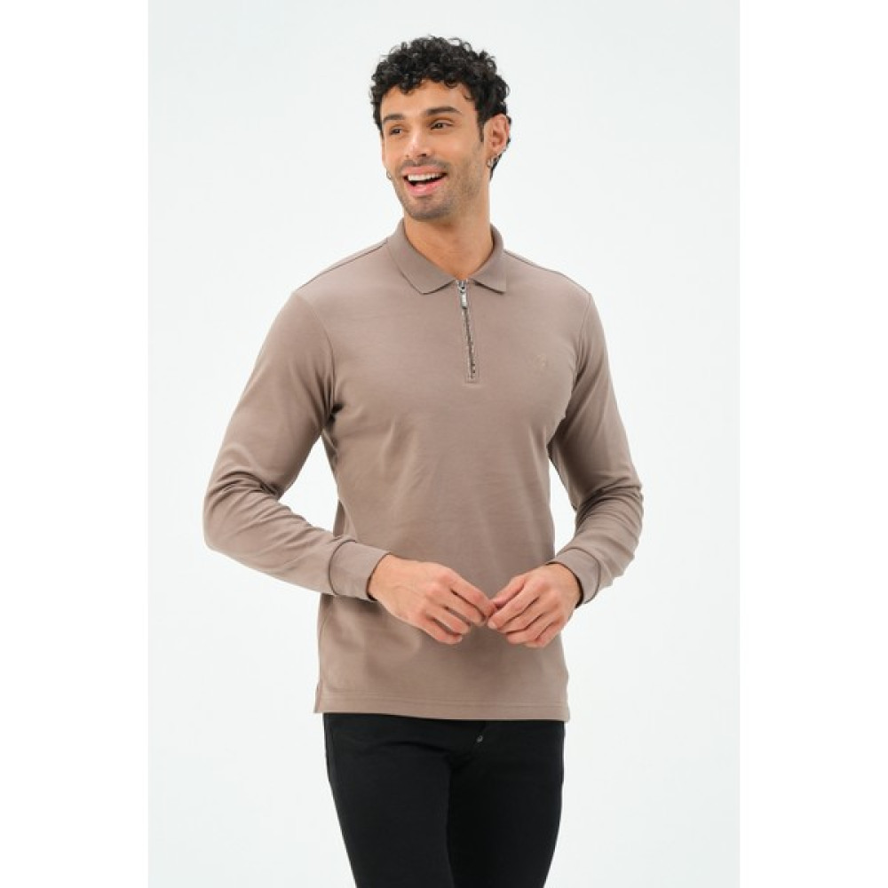Msw Vizon Fermuarlı Uzun Kollu Regular Fit Erkek Polo Yaka T-Shirt Erkek T-shirt Fiyatı