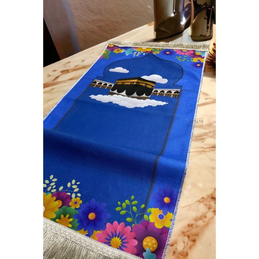 Msy Sabıroğulları Çocuk Seccadesi Kabe Desenli Dijital Baskı - Koyu Mavi Anne, Bebek Fiyatı