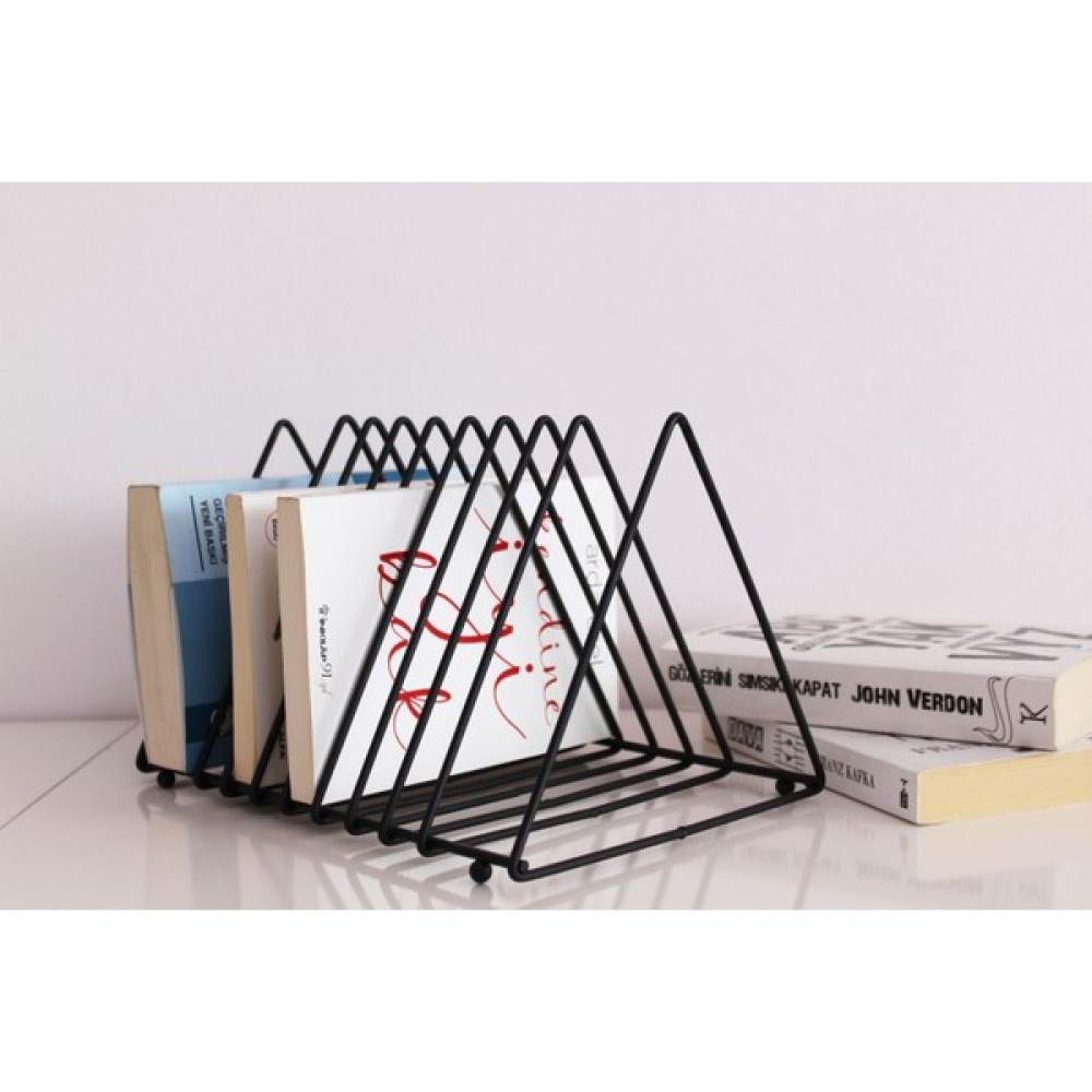 Msy Trend Dekoratif-9 Gözlü Üçgen Raf Metal Kitaplık Düzenleyici Masaüstü Organizer Dergilik Plaklık Vinil - 20 x 30 cm - Siyah Hediyelik Eşya Fiyatı