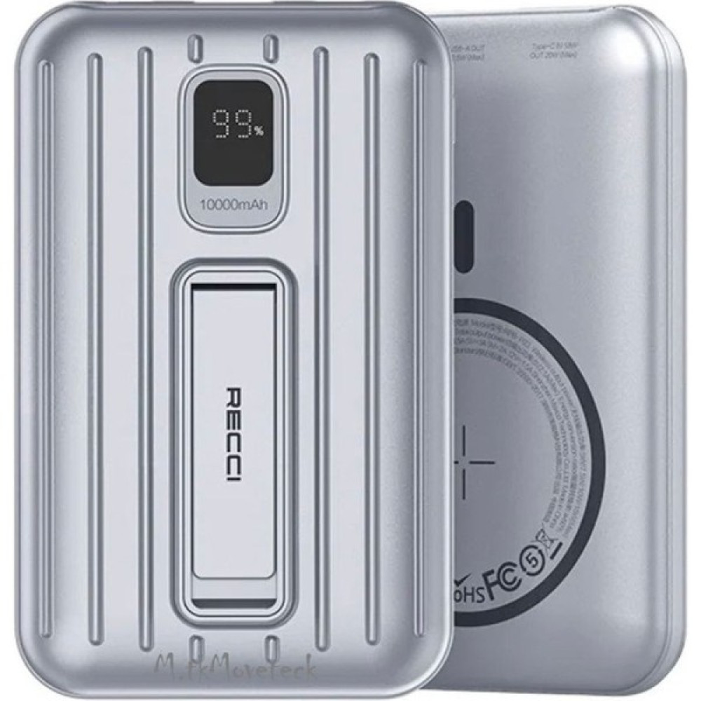 MTK Moveteck 15W Hızlı Manyetik Magsafe 10.000MAH Kablosuz Dijital Ekranlı Wireless Şarj Cihazı Powerbank Silver Standlı Çoklu Hızlı Şarj RPB-P23 Cep Telefonu Şarj Cihazı Fiyatı