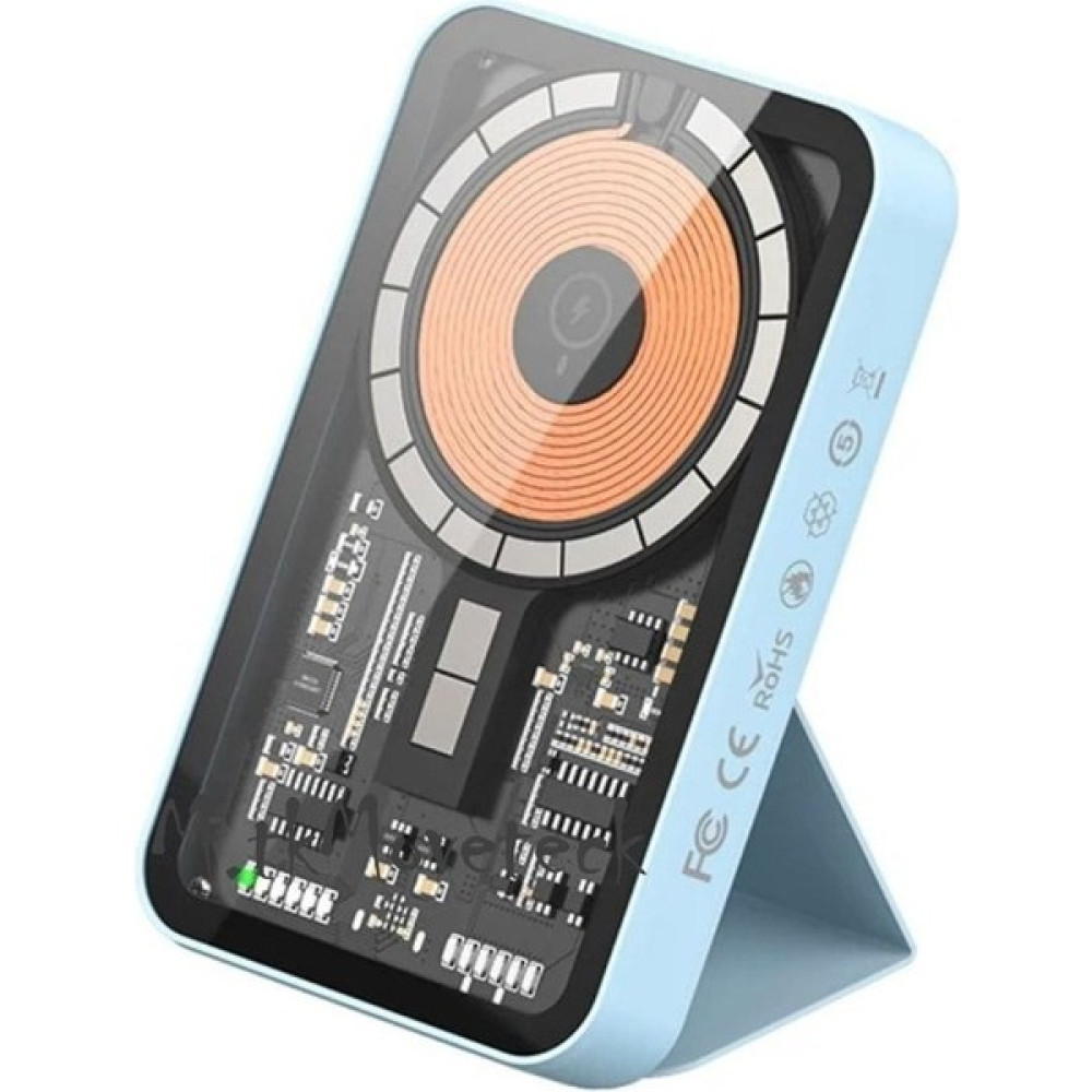 MTK Moveteck 15W Hızlı Şarj Özellikli Maynetic Magsafe 5.000MAH Kablosuz Wireless Şarj Cihazı Powerbank Mavi Standlı Ünite Cep Telefonu Şarj Cihazı Fiyatı