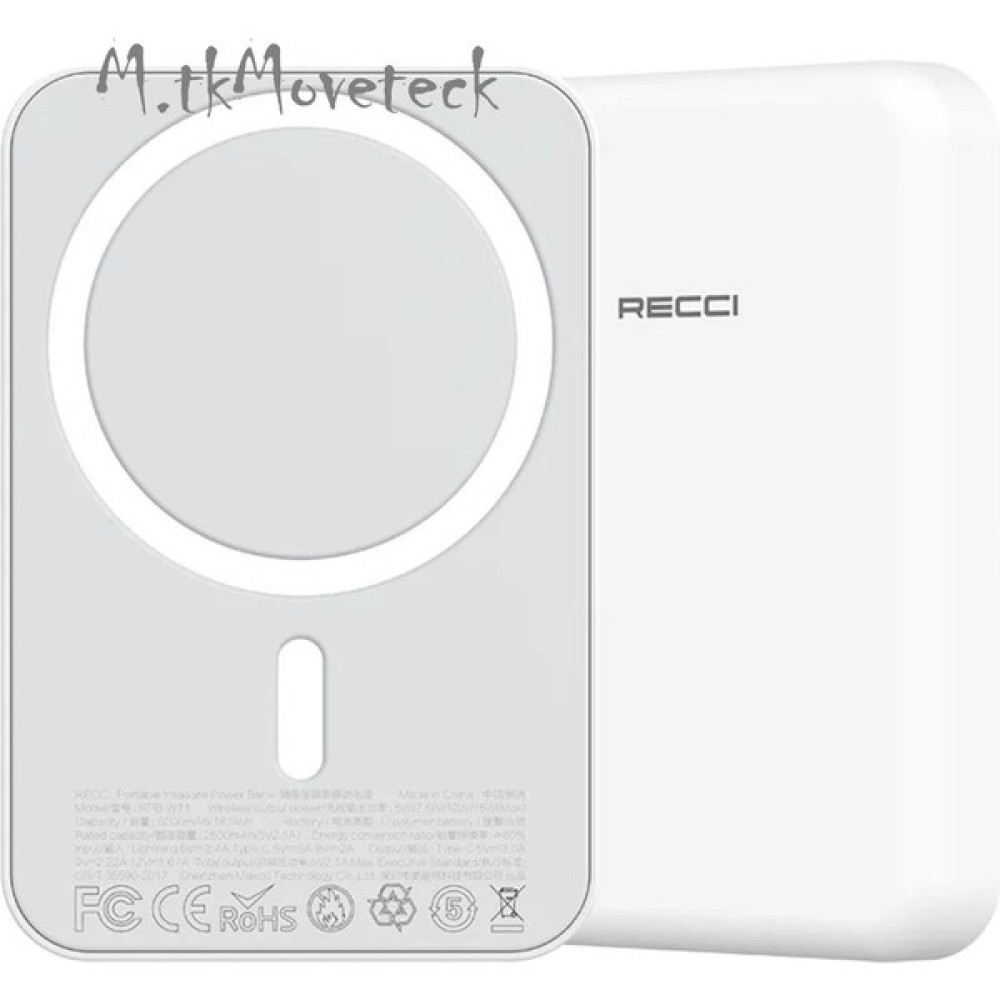 MTK Moveteck Apple 11-12-13-14-Pro-Max Uyumlu Mini Manyetik 15W Wifi Magsafe Manyetik Beyaz Powerbank Mfi 5000MAH Cep Telefonu Şarj Cihazı Fiyatı