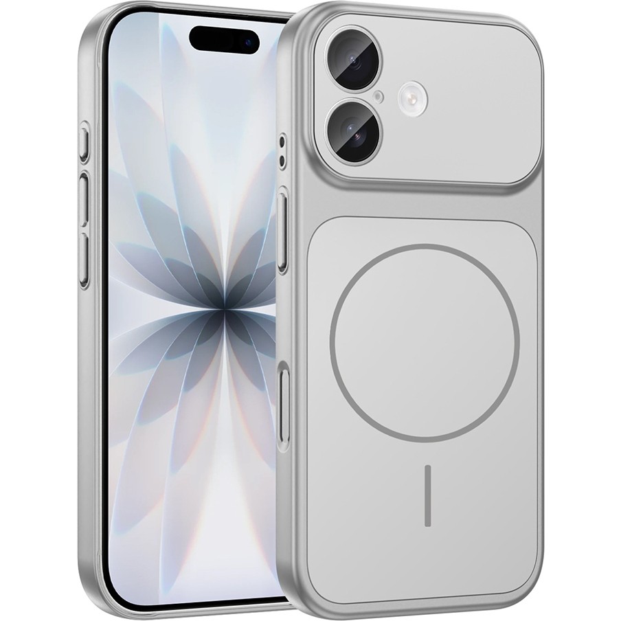 M.TK Moveteck Apple iPhone 17 Uyumlu Kılıf Ince Magsafe Şarj Özellikli Tam Kamera Lens Tam Korumalı Sert Pc Lansman Kapak - Gümüş Cep Telefonu Kılıfı Fiyatı
