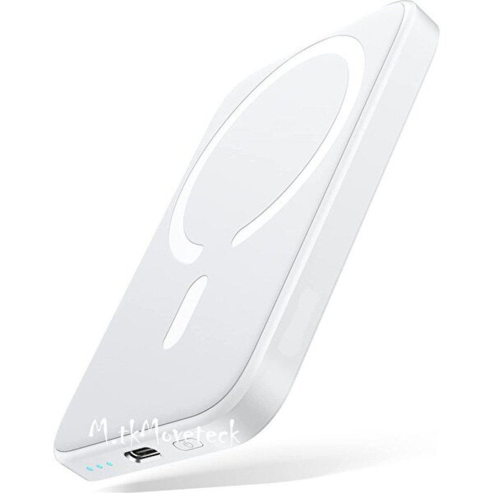 MTK Moveteck Apple Iphone Uyumlu Mini Manyetik Wireless 15W 20W Magsafe Power Bank Mfi 5000MAH Kablosuz Hızlı Şarj Beyaz Slim Cep Telefonu Şarj Cihazı Fiyatı