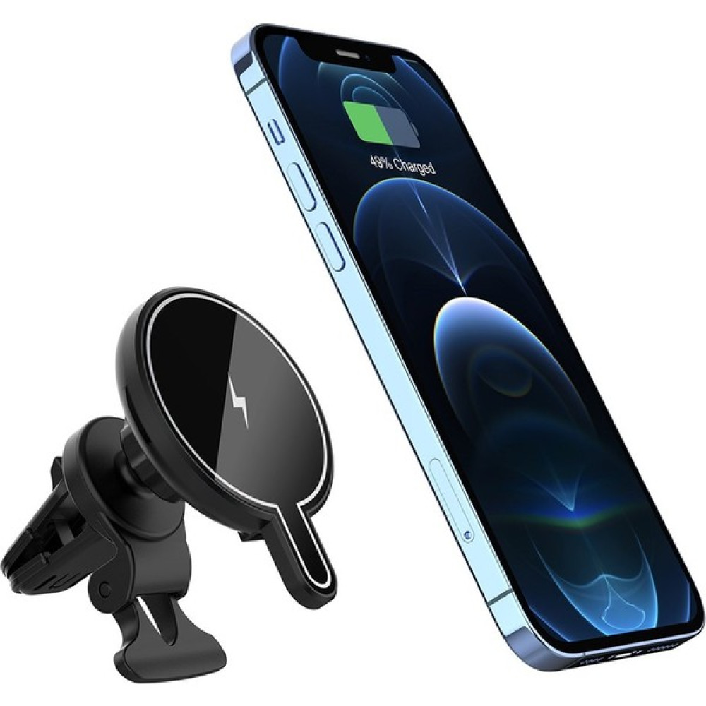 MTK Moveteck Apple Uyumlu Araç Içi 15 Wolt Magsafe Charge Hızlı Şarj Izgaralık Magnetik Telefon Tutucu - Siyah Cep Telefonu Araç Kiti Fiyatı