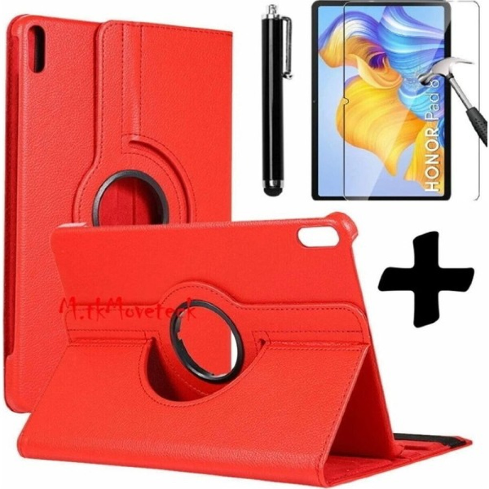 MTK Moveteck Honor Pad 8 12 Inç Tablet Uyumlu Kılıf Dönebilen 360 Kılıf + Ekran Koruyucu + Dokunmatik Kalem Zırh Set Koruma - Kırmızı Tablet Kılıfı Fiyatı