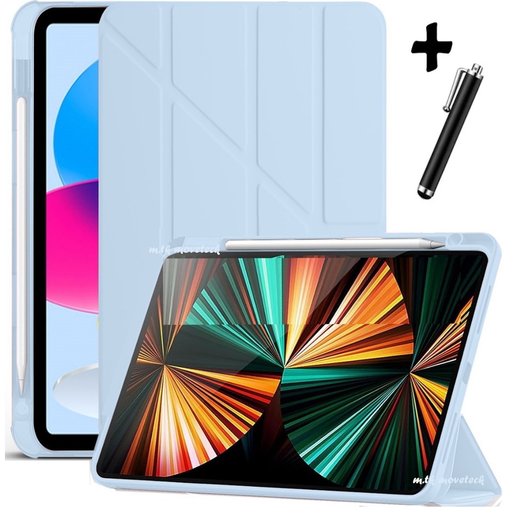 M.TK Moveteck Honor Pad 9 12.1 Inç Uyumlu Kılıf Kalem Bölmeli Uyku Modlu Tri Folding Yatay Dikey Standlı Kapak - Honor Pad 9 12.1 İnç - Mavi Tablet Kılıfı Fiyatı