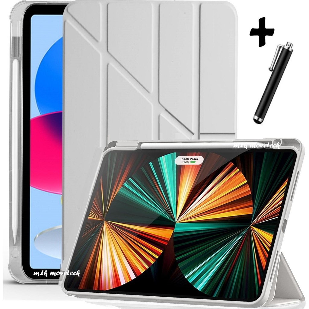M.TK Moveteck iPad Air 11 M2 M3 M4 Çip Air 4. /5. /6. /7. Nesil Kılıf Katlanır Kalem Bölmeli Uyku Modlu Tri Folding Kapak - İpad Air 11 M2/M3/M4 - Gri Tablet Kılıfı Fiyatı