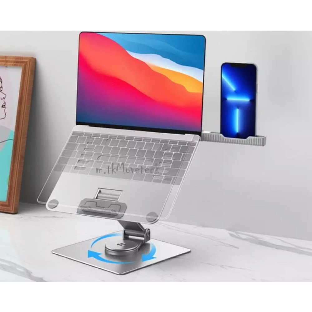 MTK Moveteck Laptop Tablet Macbook Telefon Standı Aleminyum Yükseltiçi Ayarlı 360 Dönebilen 2in1 Set Telefon Tutuçulu Katlanabilir Yeni Nesil - Gri Dizüstü Bilgisayar Aksesuarları Fiyatı