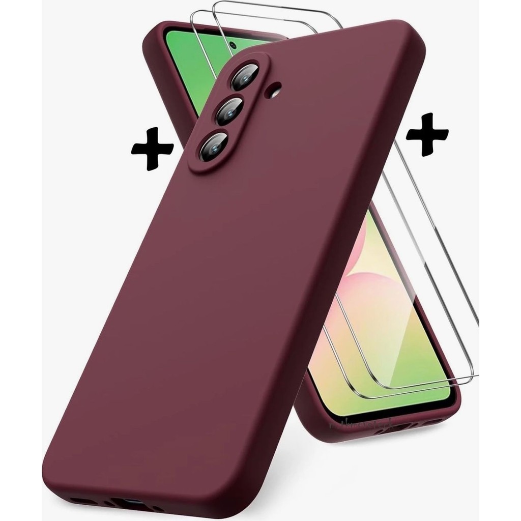 M.TK Moveteck Samsung Galaxy S26 Uyumlu Kılıf Kamera Korumalı Renkli Yumuşak Mat Silikon + 9h Ekran Koruyucu Cam Set 2in1 - Koyu Mor Cep Telefonu Kılıfı Fiyatı