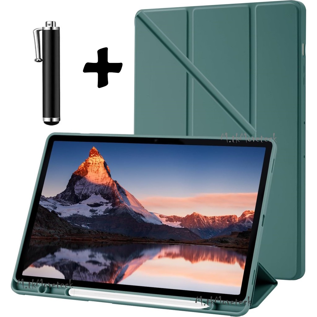 M.tk moveteck Samsung Galaxy Tab S9 Ultra Kılıf Kalem Bölmeli Yumuşak Silikon Kapak Akıllı Uyku Modlu Üçgen Standlı + Dokunmatik Kalem 2'li Set (SM... Tablet Kılıfı Fiyatı