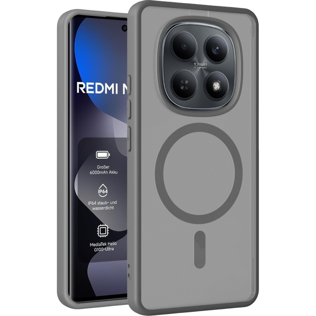 M.TK Moveteck Xiaomi Redmi Note 15 Pro 4g Kılıf Mat Magsafe Şarj Özellikli Darbe Önleyici Arkası Buzlu Kapak - Gri Cep Telefonu Kılıfı Fiyatı