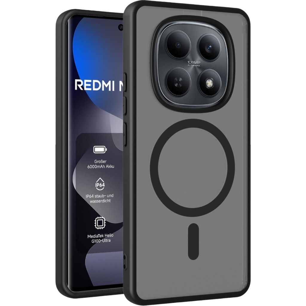 M.TK Moveteck Xiaomi Redmi Note 15 Pro 4g Kılıf Mat Magsafe Şarj Özellikli Darbe Önleyici Arkası Buzlu Kapak - Siyah Cep Telefonu Kılıfı Fiyatı