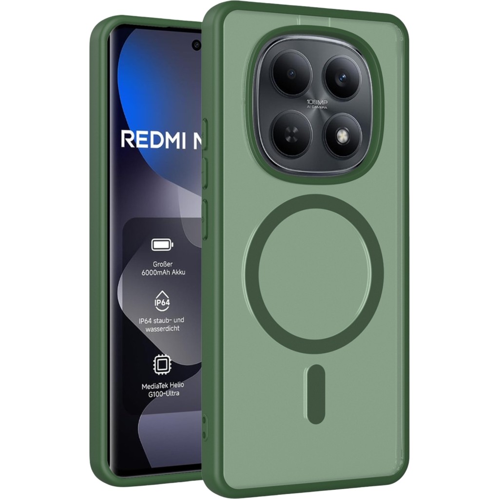 M.TK Moveteck Xiaomi Redmi Note 15 Pro 5g Kılıf Mat Magsafe Şarj Özellikli Darbe Önleyici Arkası Buzlu Kapak - Yeşil Cep Telefonu Kılıfı Fiyatı