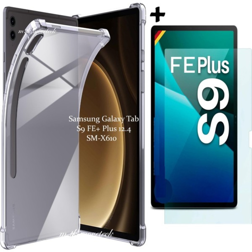 Mtk Samsung Galaxy Tab S9 Fe + Plus 12.4 Inç Uyumlu Kılıf Kalm Yeri Açık Köşeleri Darbe Korumalı Şeffaf Silikon + Nano Ekran Koruyucu Tablet Kılıfı Fiyatı
