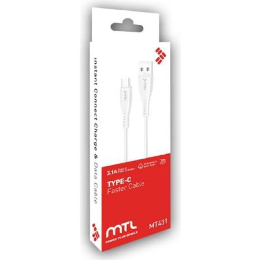 Mtl Type-C USB Data&şarj Kablosu 3.1A (1m) - Beyaz Bilgisayar Çevirici ve Adaptörü Fiyatı