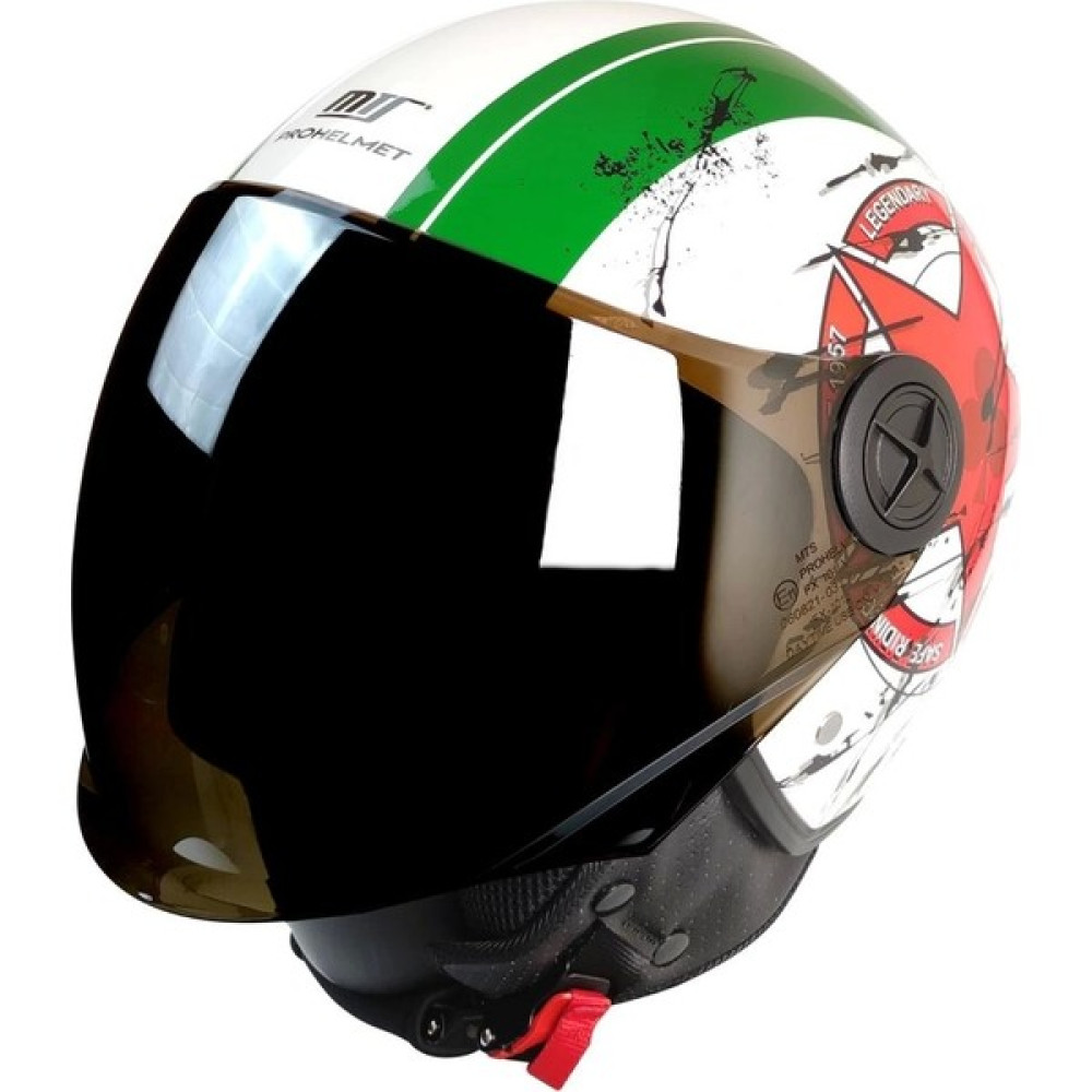 Mts FX-101 Yarım Kask Italyan (Siyah Camlı) - Yeşil - Beyaz - Kırmızı - M Motorsiklet Kaskları Fiyatı