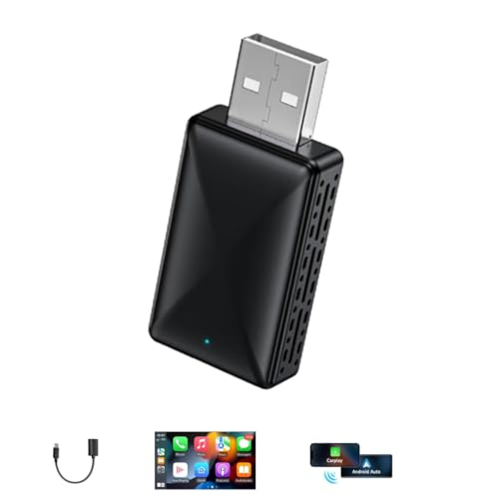 Muachspi Mini Wireless Carplay Adapter 2025, Easy to Set Up and Upgrade Wired CarPlay&Android Auto to Wireless, Connects Quickly, Portable Mini Car Play Dongle, Fit for Cars with Built-in CarPlay