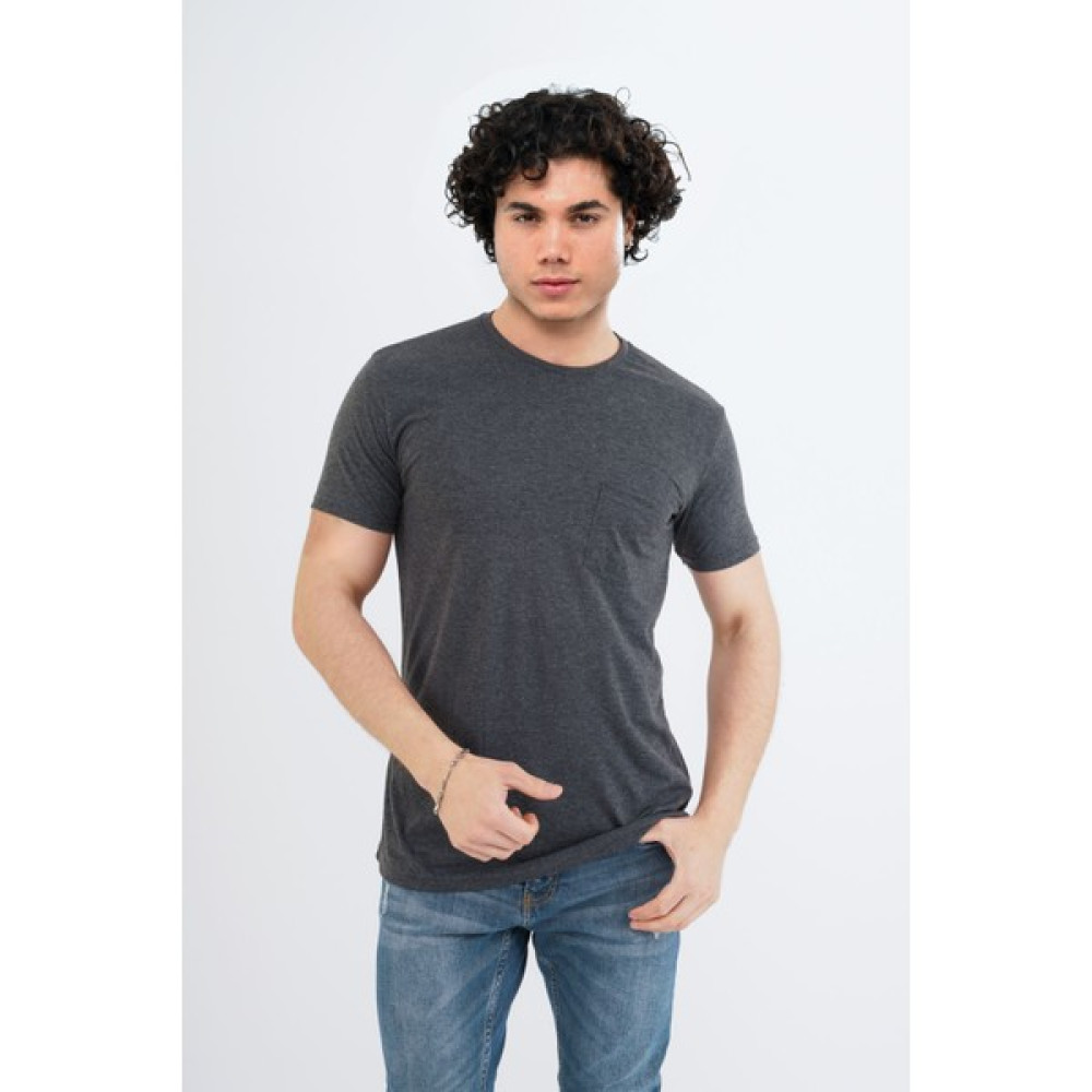Mualta Unisex Basic Melanj Füme Gri Outdoor Bisiklet Yaka T-Shirt Erkek T-shirt Fiyatı