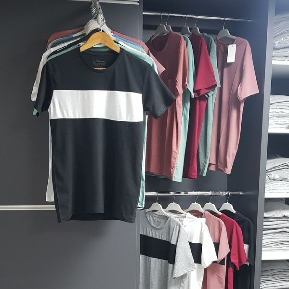 Mualta Unisex Beyaz Çizgili Siyah Outdoor T-Shirt Erkek T-shirt Fiyatı