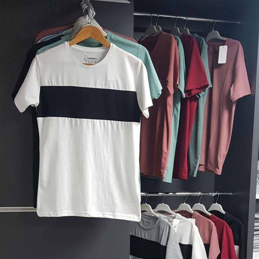 Mualta Unisex Siyah Çizgili Beyaz Outdoor T-Shirt Erkek T-shirt Fiyatı