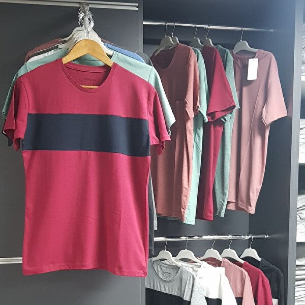 Mualta Unisex Siyah Çizgili Bordo Outdoor T-Shirt Erkek T-shirt Fiyatı