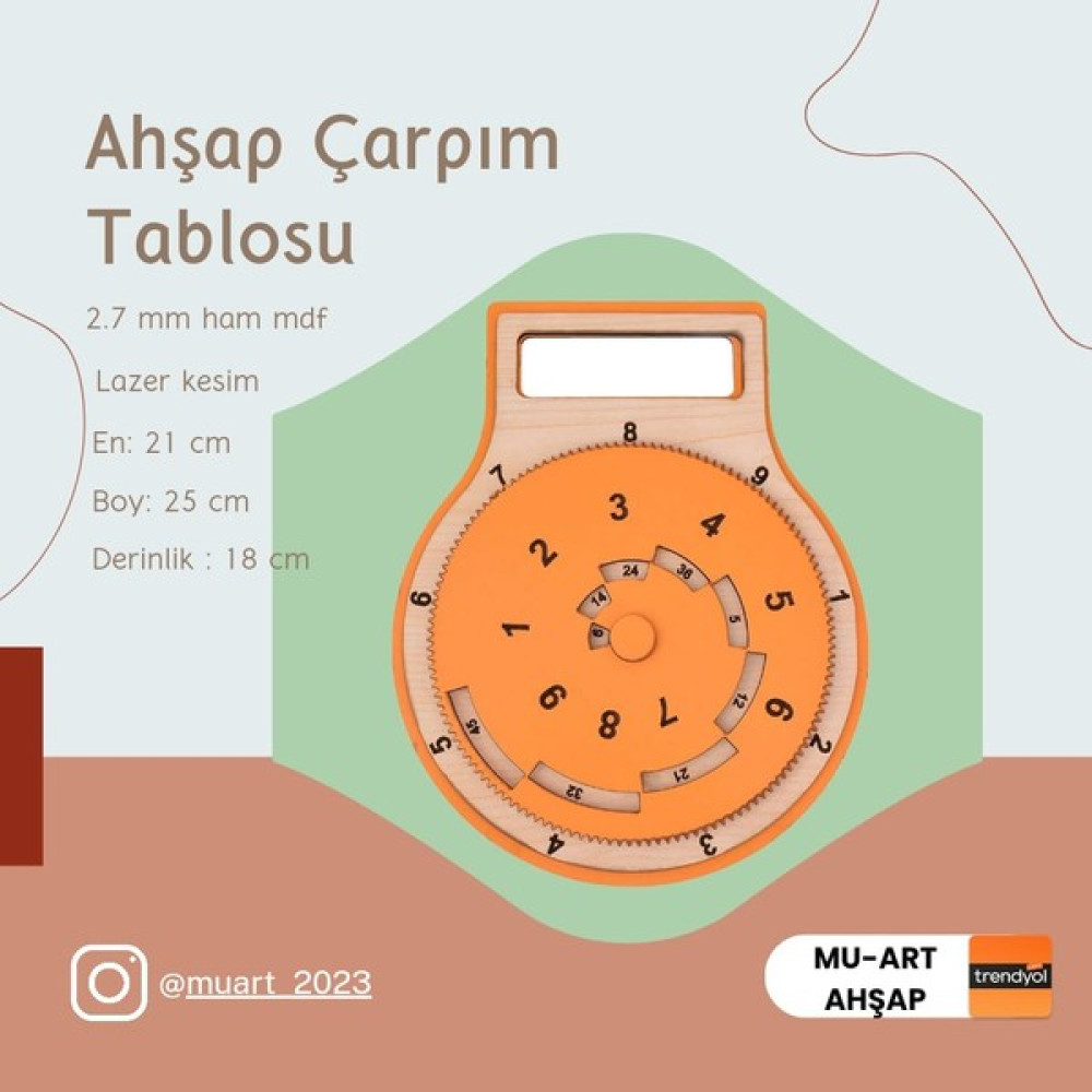 MUART AHŞAP Ahşap Çarpım Tablosu Çarpma Öğreten Oyuncak - Naturel Ahşap Bebek Oyuncakları Fiyatı
