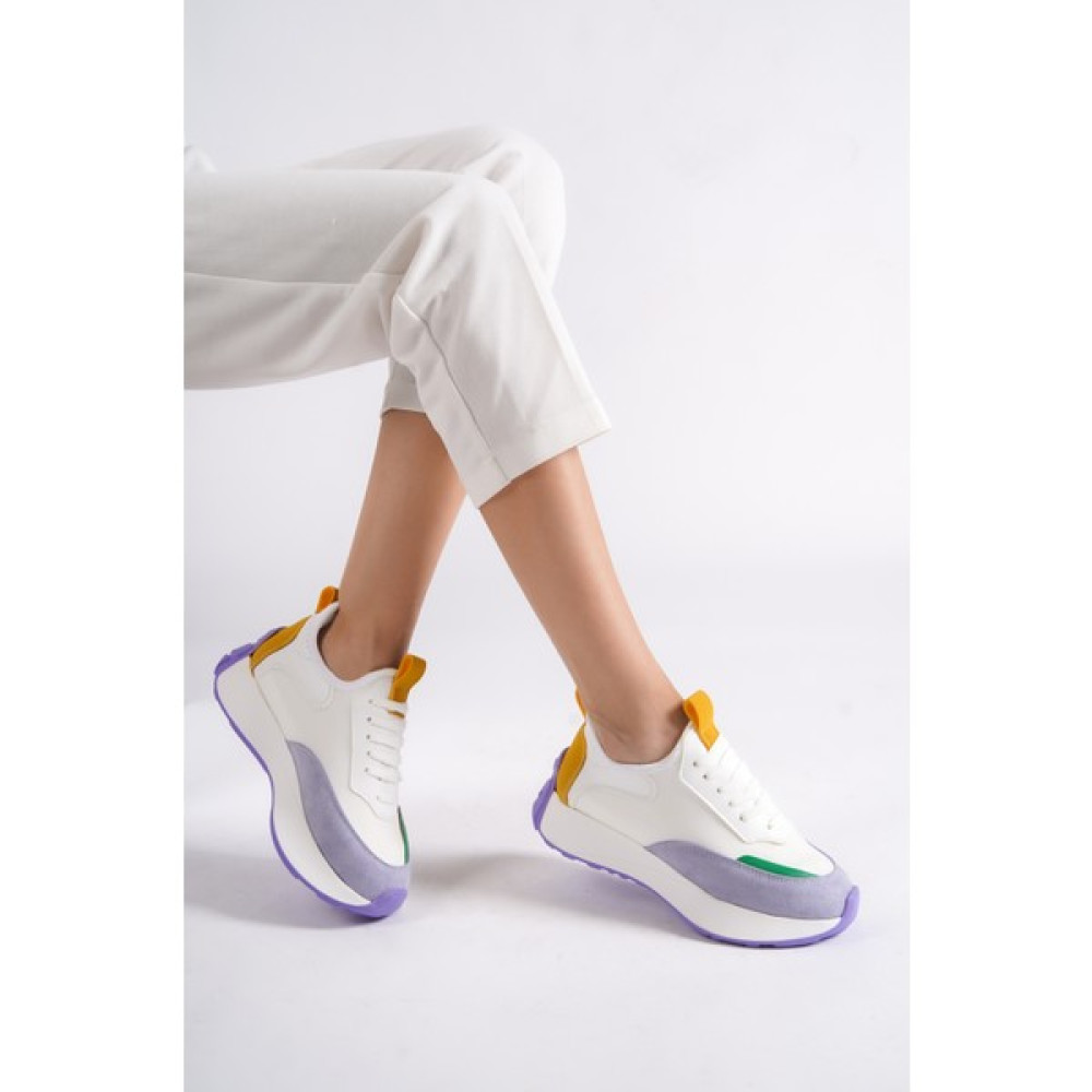 Mubiano 296-LB Yüksek Kalın Tabanlı Lila/beyaz Kadın Spor Ayakkabı & Sneaker Spor Ayakkabı Fiyatı