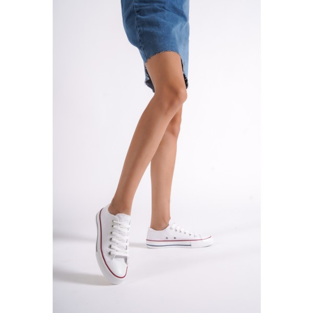 Mubiano MBCVS100B Düz Taban Bağcıklı Kadın Beyaz Bez Spor Ayakkabı & Sneaker Spor Ayakkabı Fiyatı