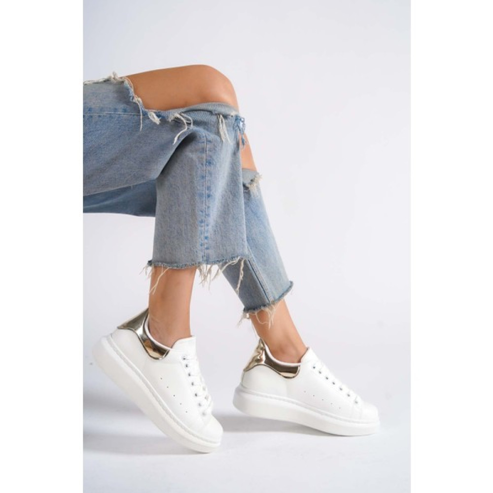 Mubiano MBMKQ200-BA Kadın Kalın Taban Beyaz/altın Sneaker & Spor Ayakkabı Spor Ayakkabı Fiyatı
