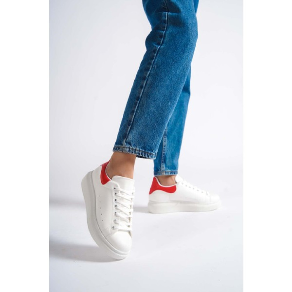 Mubiano MBMKQ200-BK Kadın Kalın Taban Beyaz/kırmızı Sneaker & Spor Ayakkabı Spor Ayakkabı Fiyatı