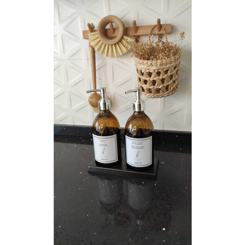 mübish Amber 2li Gümüş Kapak Sıvı Sabun Ve Bulaşık Deterjanı Şişesi 500 Ml Sabunluk Seti Cam Sabunluk Fiyatı