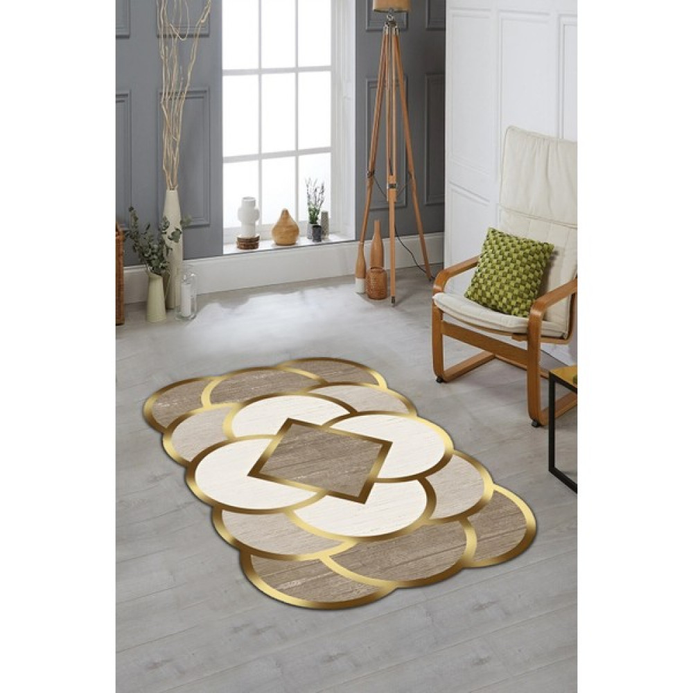 Mubo Kaymaz Tabanlı Makinada Yıkanabilir Dekoratif Salon Halısı Mutfak Halısı Yolluk - 120 x 200 cm - Kahverengi Salon Halısı Fiyatı