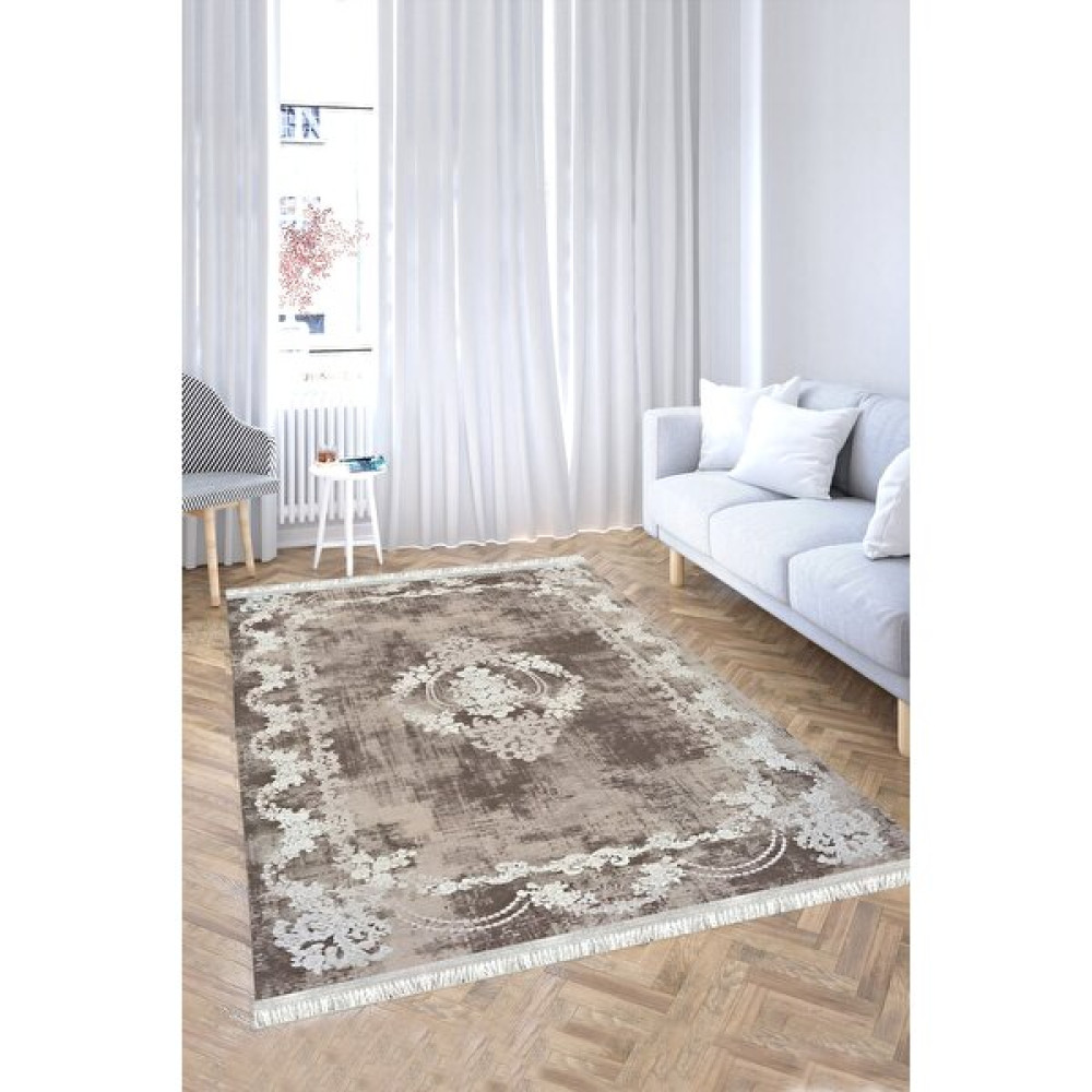 Mubo Kaymaz Tabanlı Makinada Yıkanabilir Dekoratif Salon Halısı Mutfak Halısı Yolluk - 200 x 300 cm - Kahverengi Salon Halısı Fiyatı