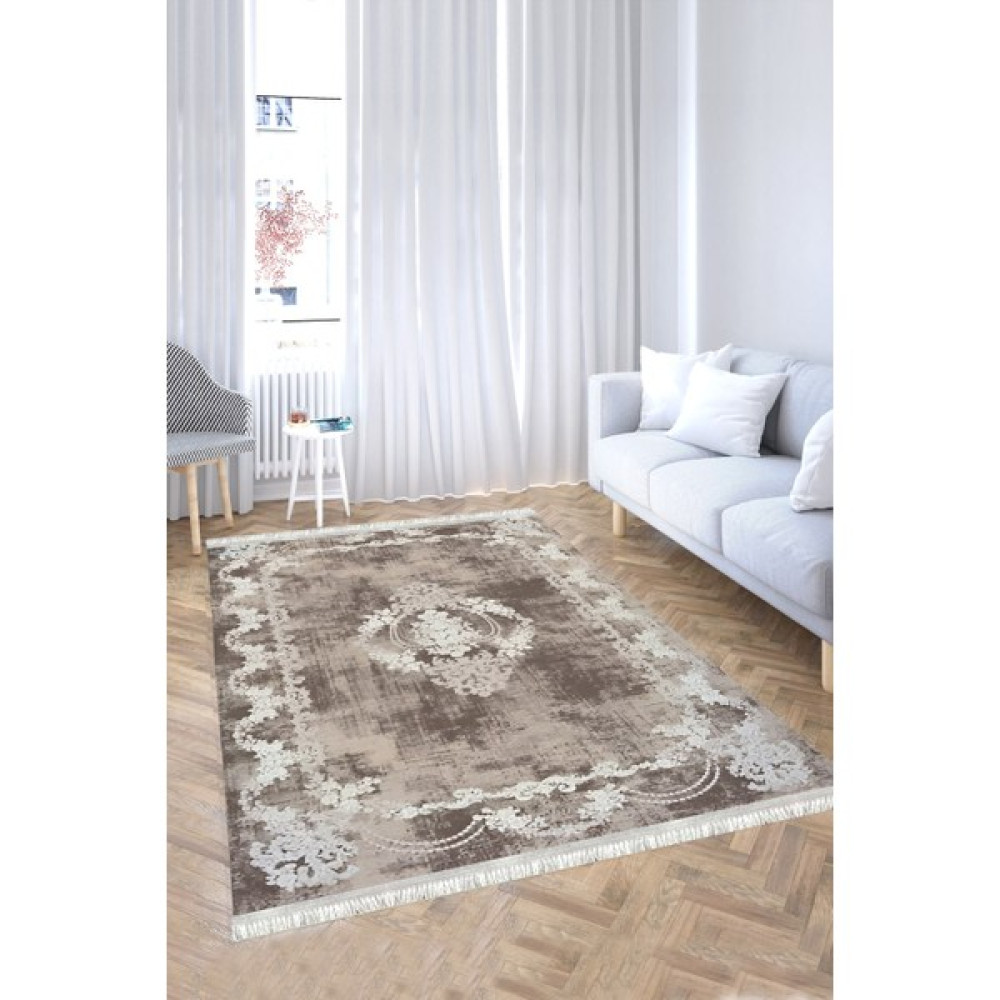 Mubo Kaymaz Tabanlı Makinada Yıkanabilir Dekoratif Salon Halısı Mutfak Halısı Yolluk - 50 x 80 cm - Kahverengi Salon Halısı Fiyatı