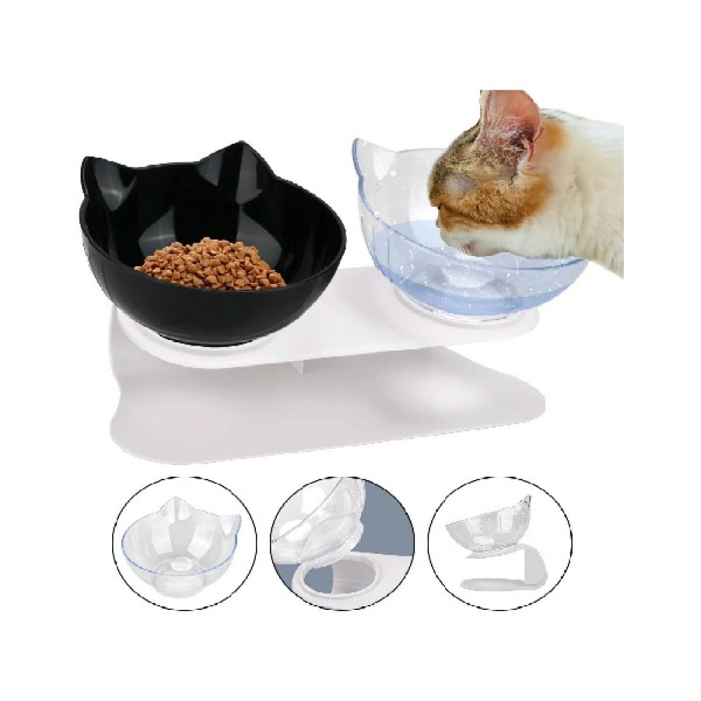 Muca Kedi Mama ve Su Kabı - Şeffaf Siyah Evcil Hayvan Ürünleri Fiyatı