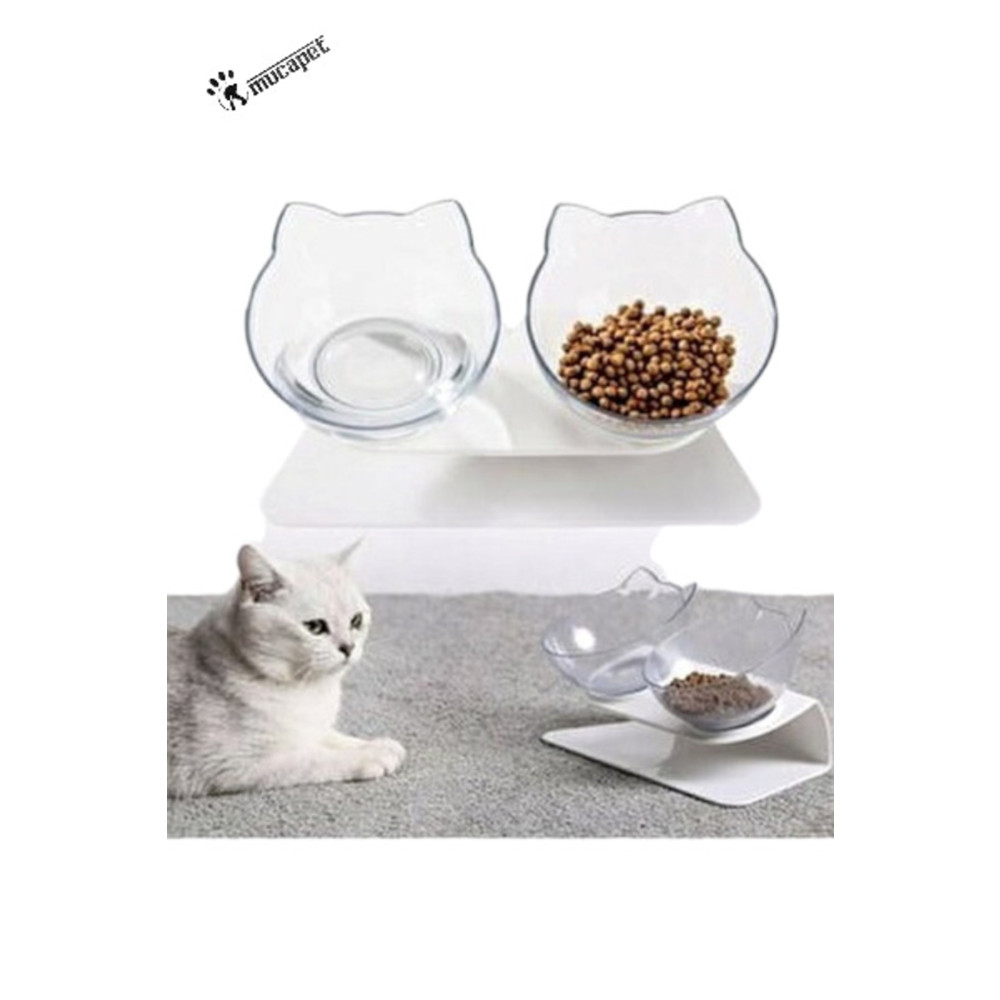 MUCAPET Şeffaf Kedi Kafalı Ikili Mama Kabı Evcil Hayvan Ürünleri Fiyatı