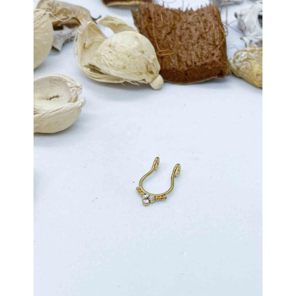 Mucize Taş Cerrahi Çelik Gold Rengi Fake Septum Piercing Küpe - Sarı Altın & Gümüş Piercing Fiyatı