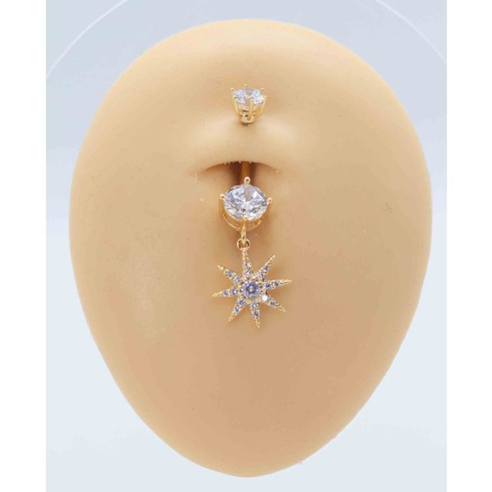 Mucize Taş Paslanmaz Çelik Göbek Piercing Küpe - Gri Altın & Gümüş Piercing Fiyatı