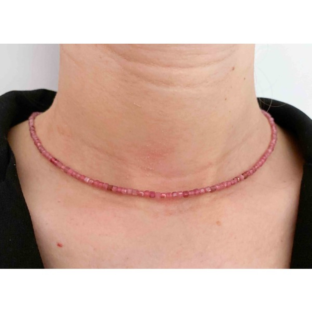 Mucize Taş Pembe Turmalin Kolye 2*2 mm Faset Kesim - Renkli Bijuteri Kolye Fiyatı