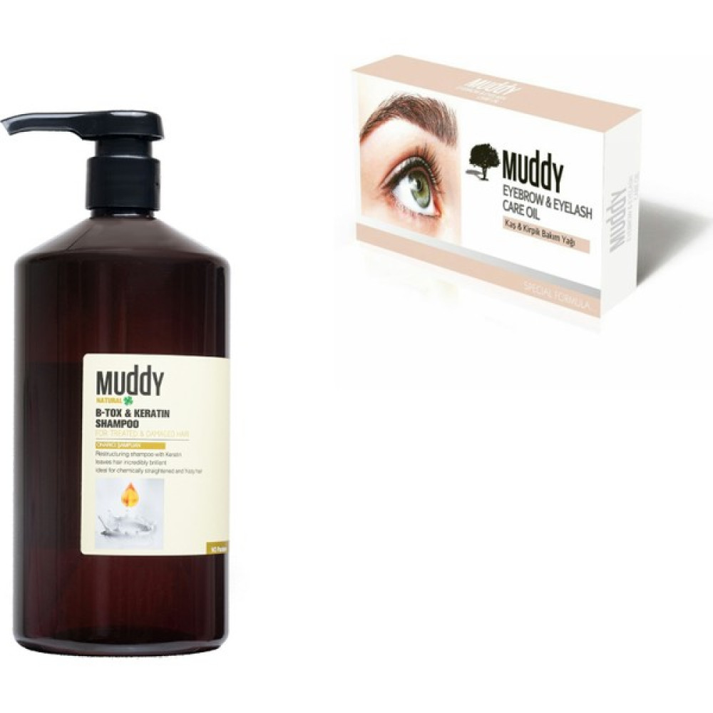 Muddy Aşırı Yıpranmış Saçlar Için B-Tox Keratin Şampuan 1000 ml + Kaş Kirpik Bakım Yağı 10 ml Oto Boyaları Fiyatı
