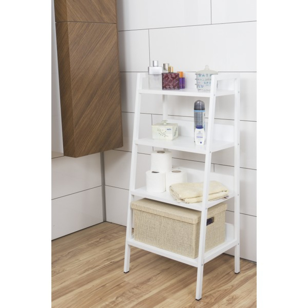 Mudesa 4 Raflı Beyaz Çok Amaçlı Banyo Organizer Metal Ahşap Dekoratif Açık Banyo Dolabı Konik Banyo Rafı Eşya Saklama / Düzenleme Fiyatı