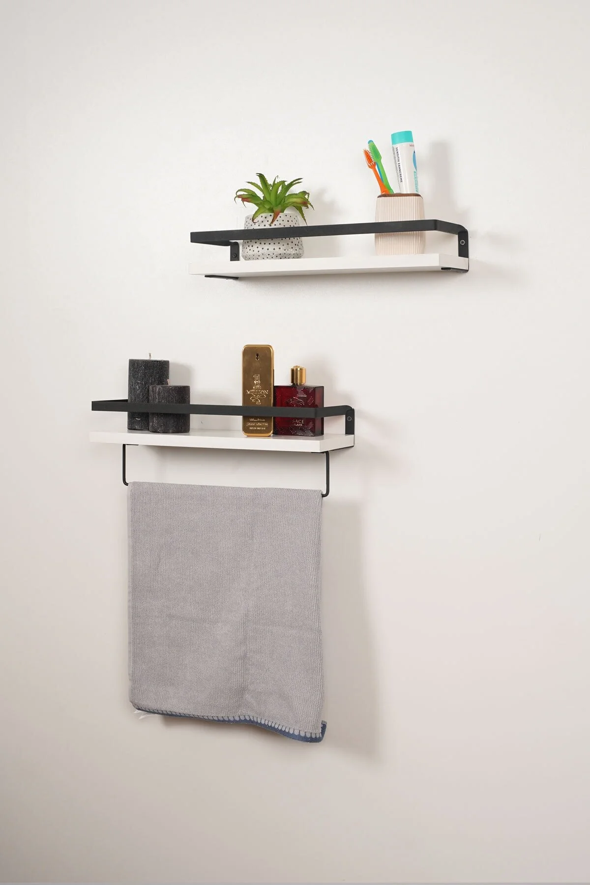 Mudesa Banyo Rafı Ahşap Metal Banyo Havluluk 2 Raflı Duvara Monte Sabunluk" Banyo Dolabı / Mobilyası Fiyatı