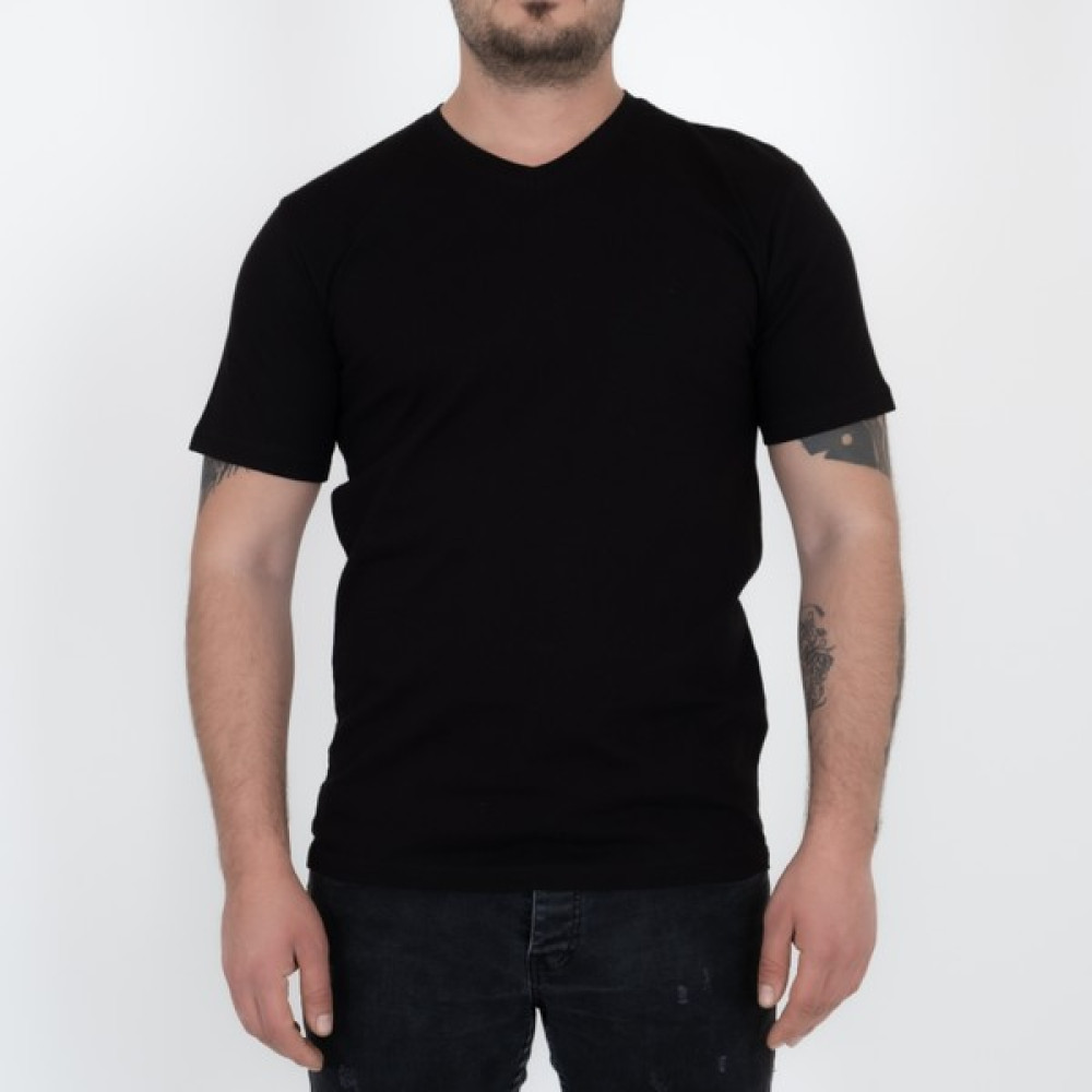 Mudic V Yaka Regular Siyah Erkek Tşört %100 Pamuk Erkek T-shirt Fiyatı