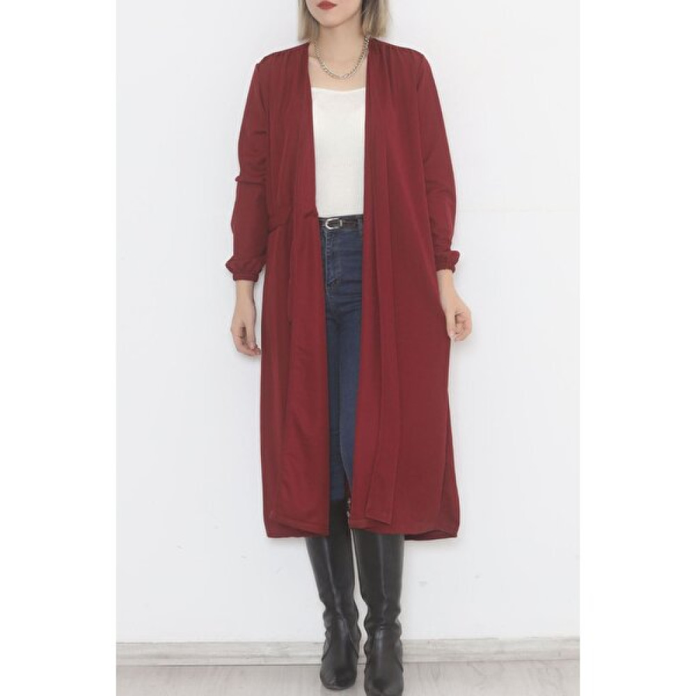 MUEL BUTİK Beli Kemerli Kimono Bordo - 10013.1778. Bayan Ceket Fiyatı