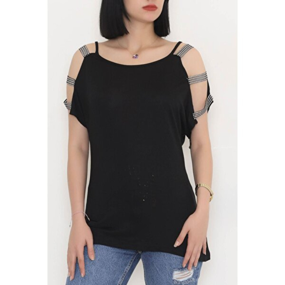 Muel Butik Omuz Dekolteli Bluz Siyah - 11273.599. Bluz Fiyatı