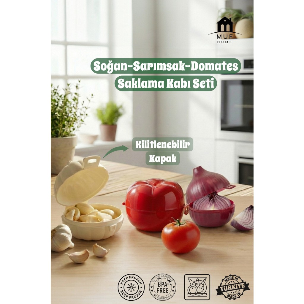 Muf Home Domates Soğan ve Sarımsak Saklama Kabı Soğan Sarımsak Domates Için Taze Tutan Organizer Kaplar Bpa Free Eşya Saklama / Düzenleme Fiyatı